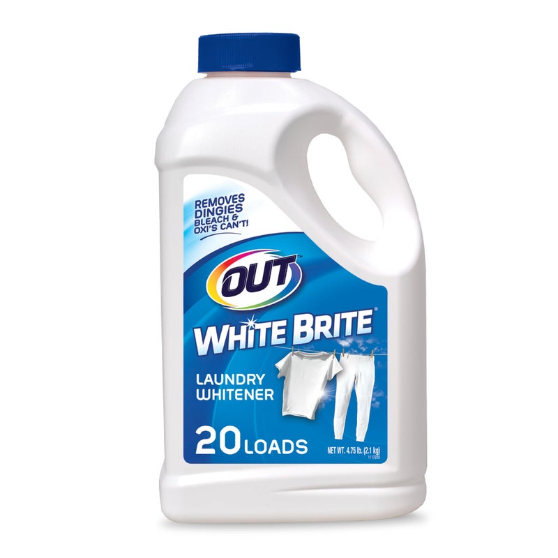 OUT White Brite Laundry Whitener Bleach Alternative, Stain Remover Detergent Booster Powder for Clothes, 4 Pound 12 Ounce Bottle - Image 1
